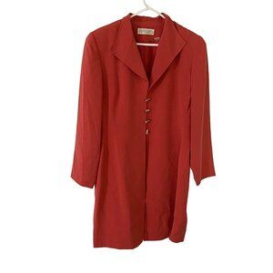 Dana Buchman Women's Orange Silk Sea Shell Button Front Long Coat - 14
